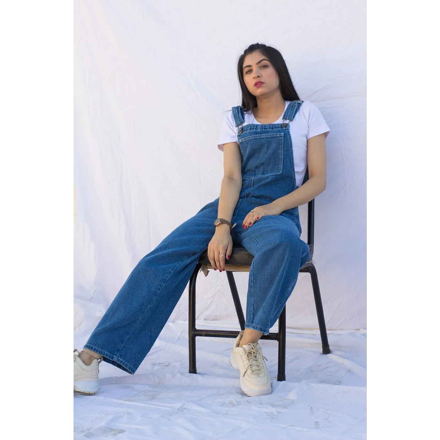 Mid Blue Mom Fit Overall