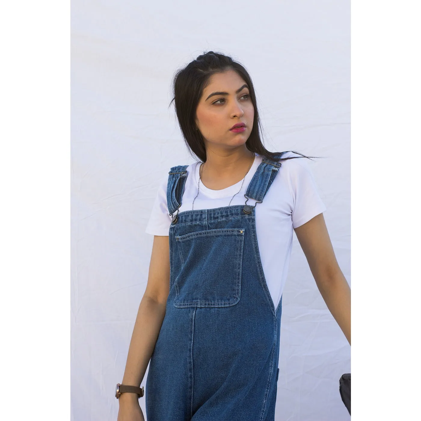 Mid Blue Mom Fit Overall