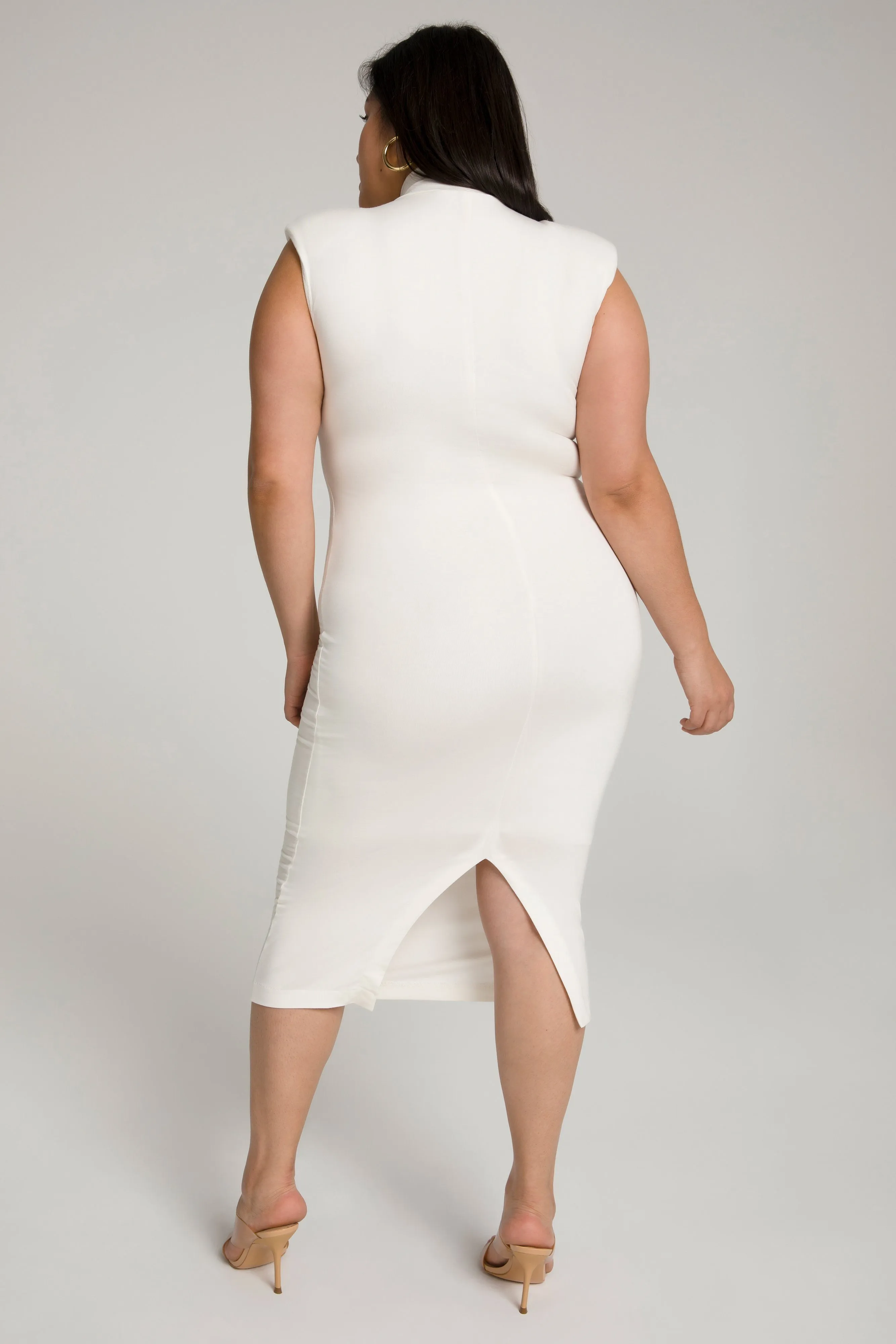 MOCK NECK POWER DRESS | IVORY002