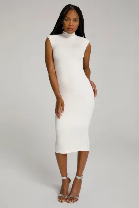 MOCK NECK POWER DRESS | IVORY002