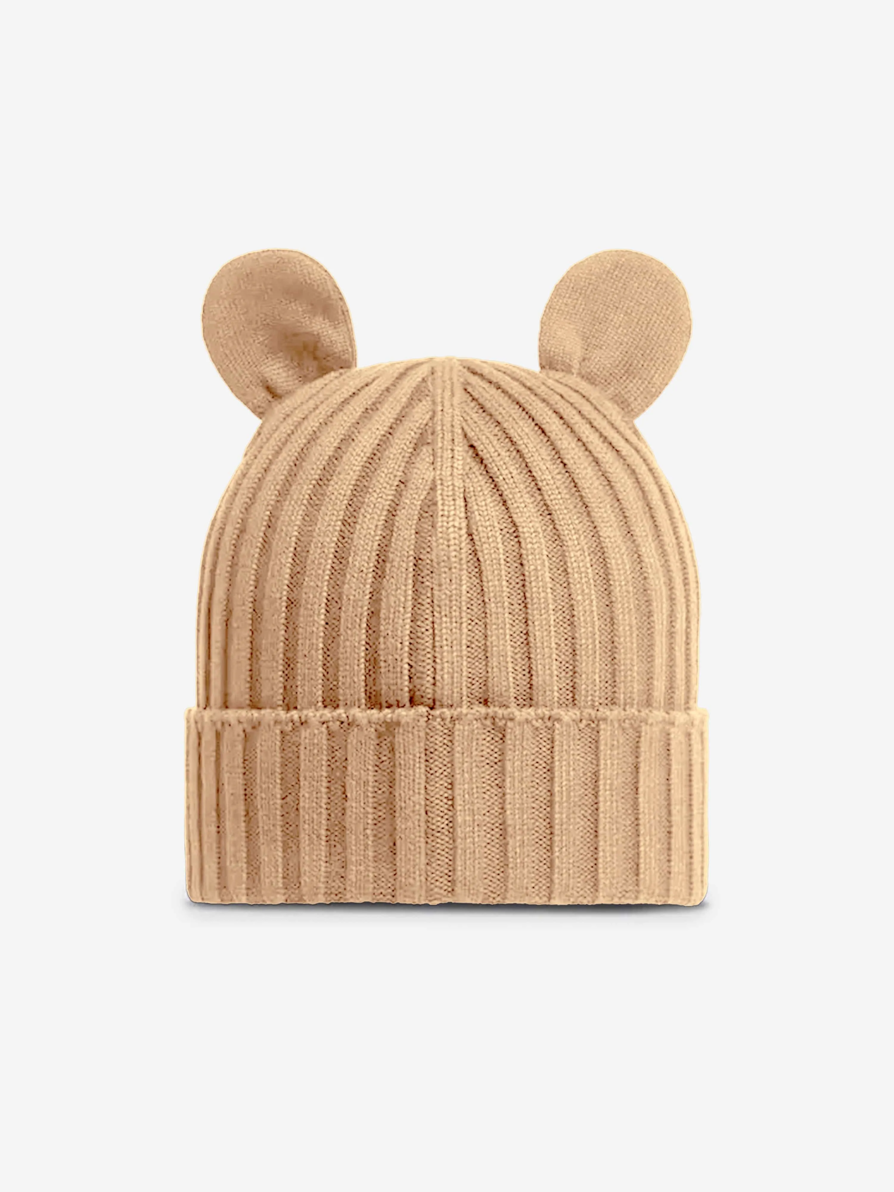 Moncler Enfant Baby Knitted Beanie Hat With Ears in Beige