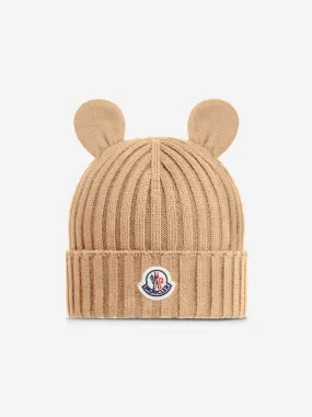 Moncler Enfant Baby Knitted Beanie Hat With Ears in Beige