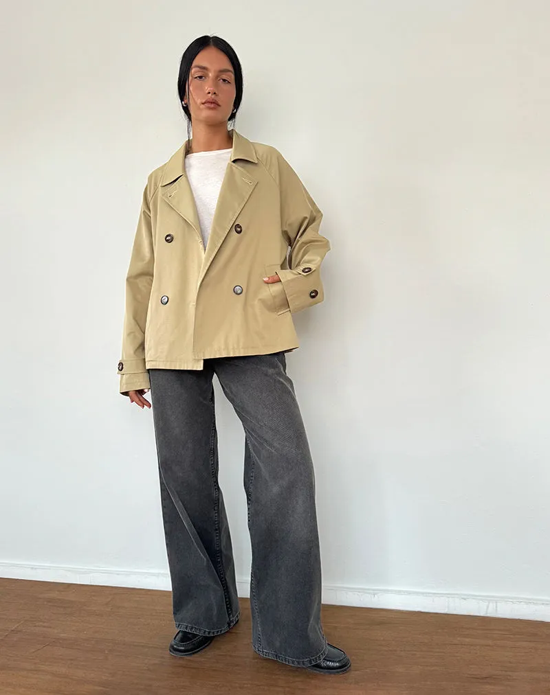 Narto Boxy Trench Jacket in Tan