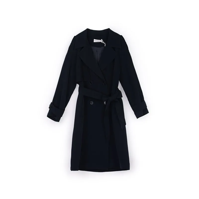 Navy Blue Double Breasted Trench Coat