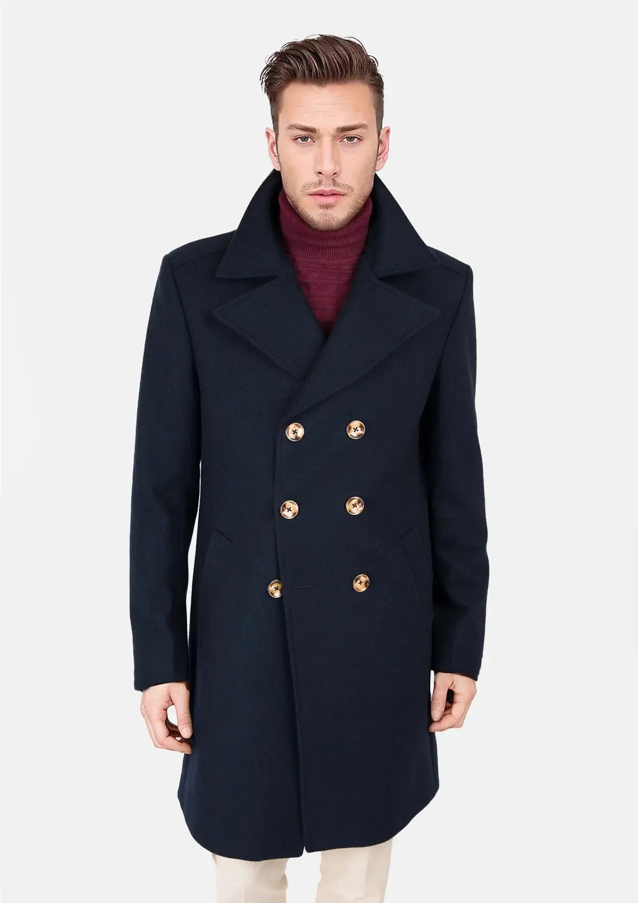 Navy Wool Signature Peacoat