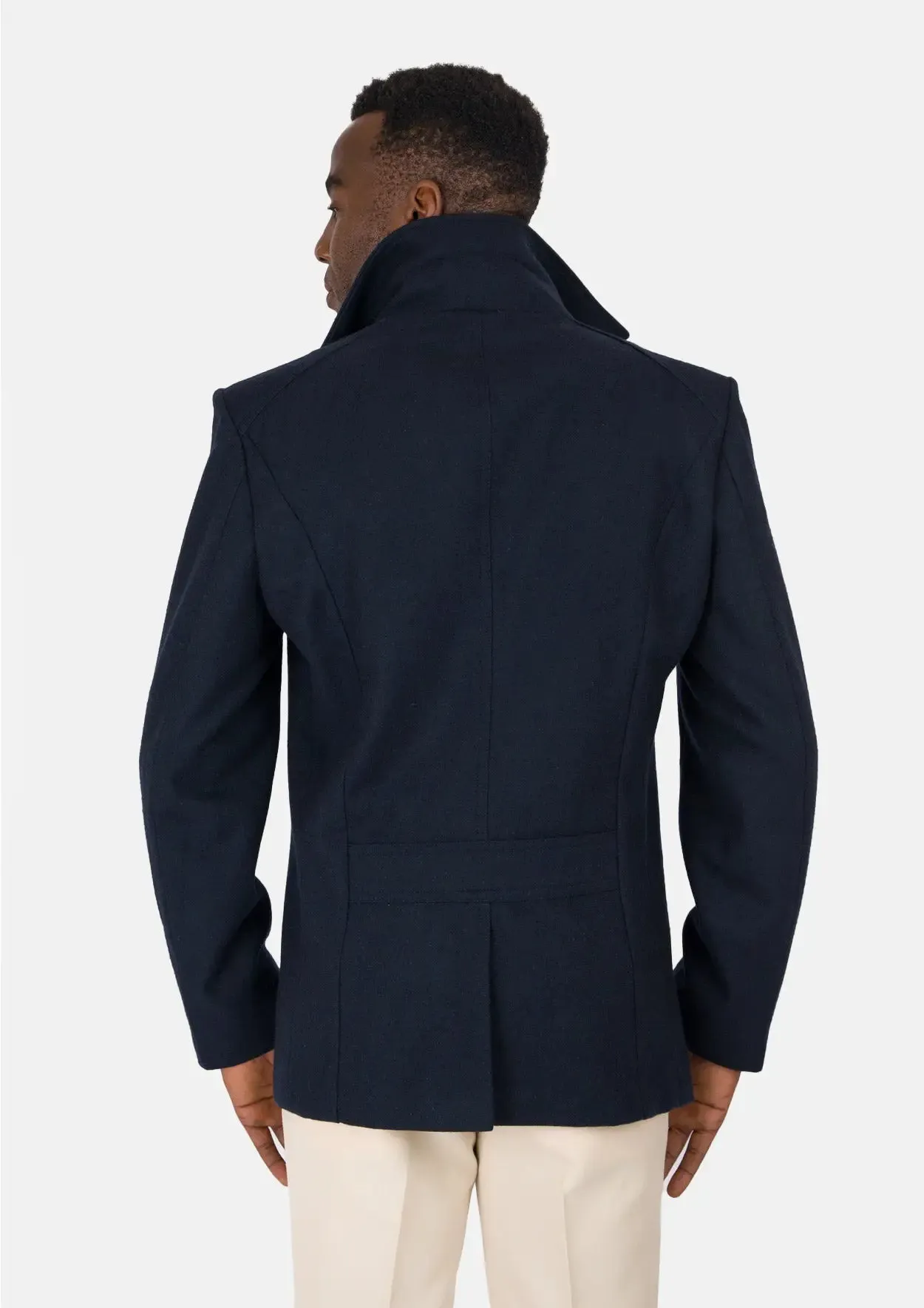 Navy Wool Signature Short Peacoat