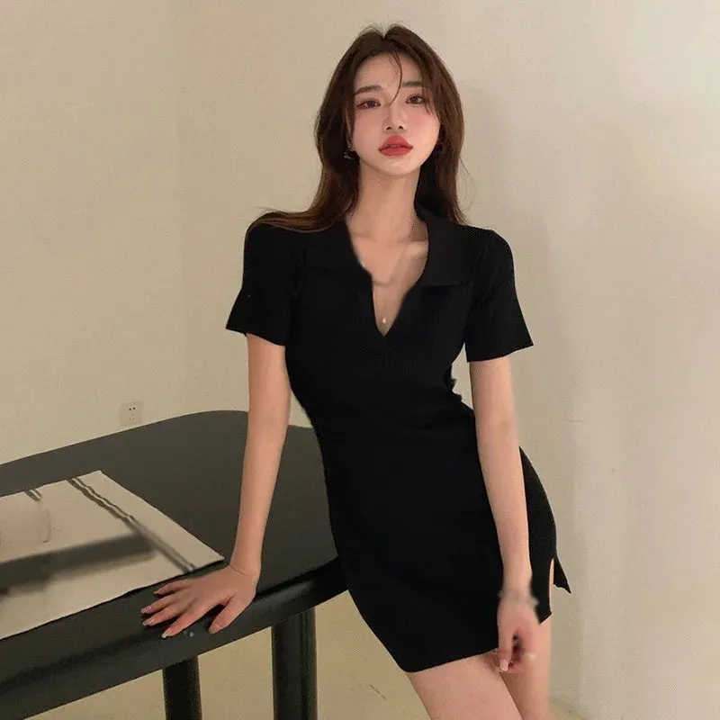 Nightclub Party Sexy French V-neck Bag  Dress Women's Style Slim Fit Sexy 2024 Fashion New Women's Dress