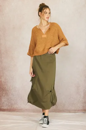 Olive Green Cargo Skirt