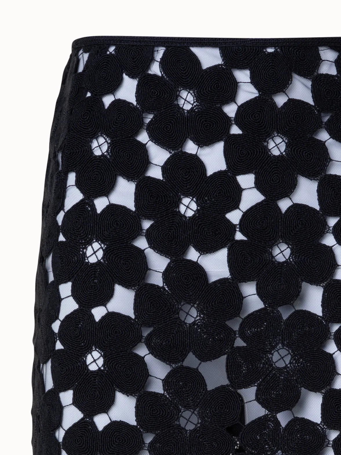 Pencil Skirt with Anemone Embroidery