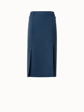 Pencil Skirt with Slits in Wool Double-Face