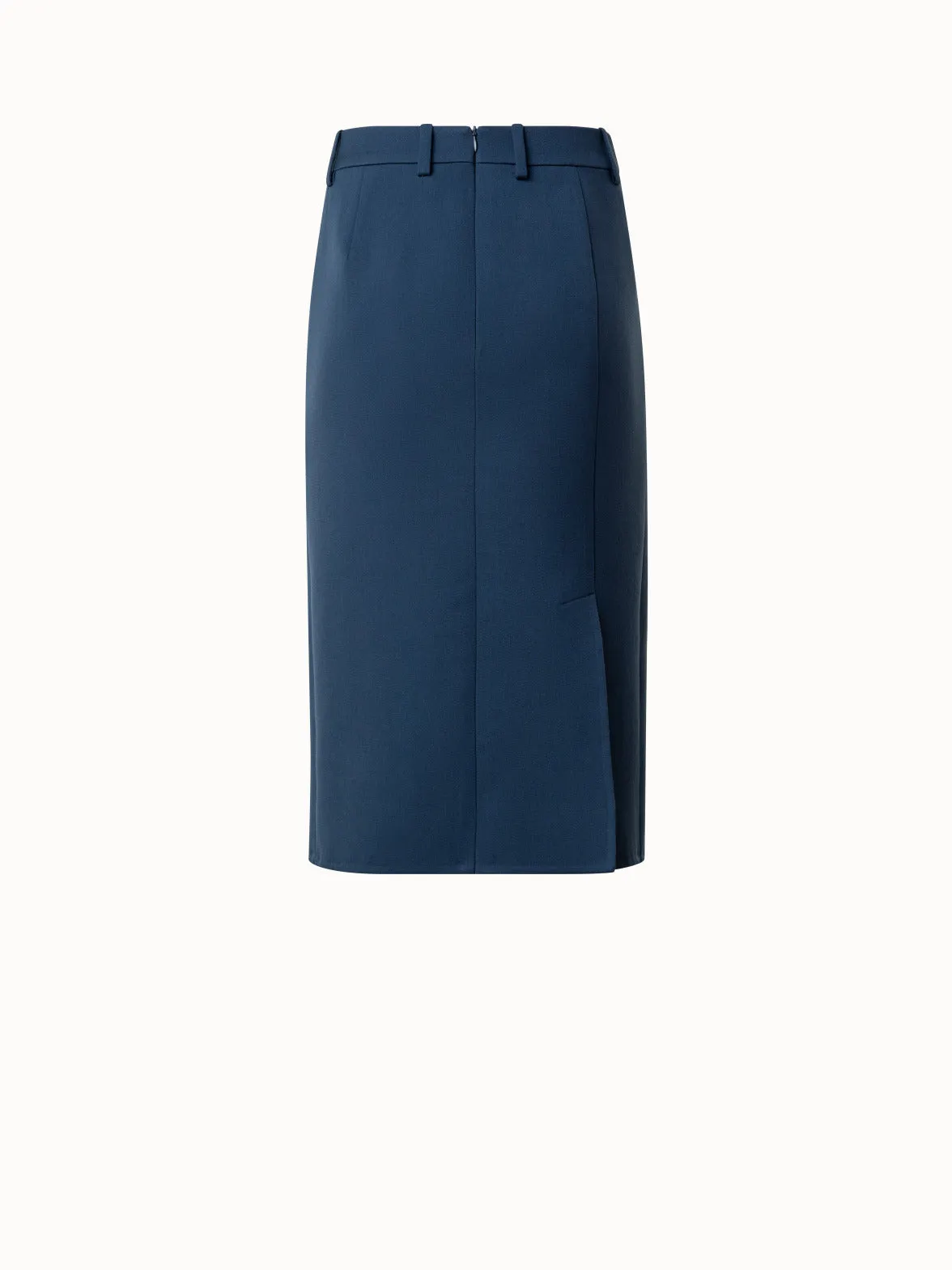 Pencil Skirt with Slits in Wool Double-Face