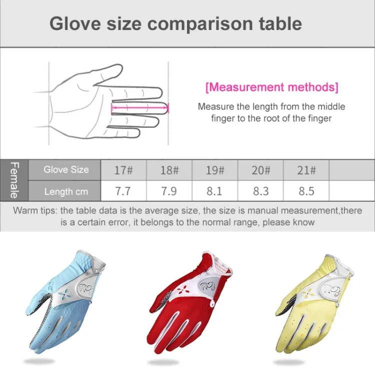 PGM One Pair Golf Non-Slip PU Leather Gloves for Women (Color:Pink Size:19)