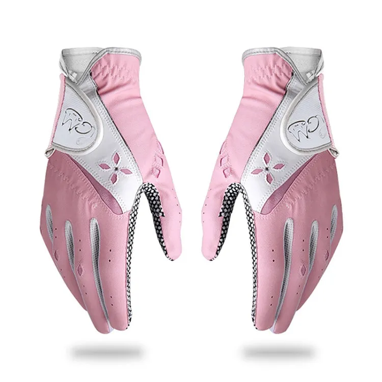 PGM One Pair Golf Non-Slip PU Leather Gloves for Women (Color:Pink Size:19)