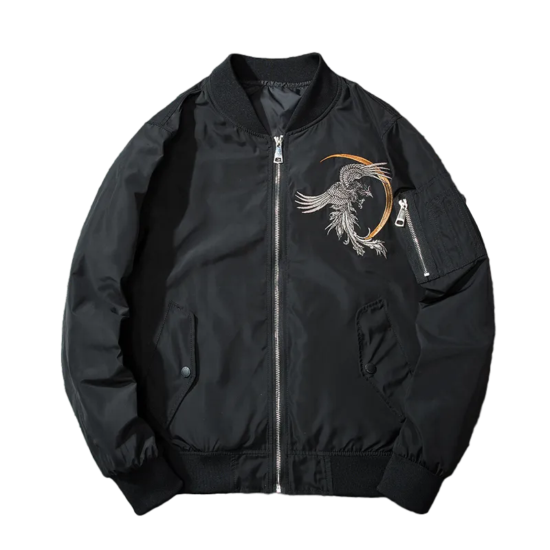 Phoenix Embroidery Spring Winter Bomber Jacket Men MA1 Pilot Coat Padded Yokosuka Sukajan Baseball Coat  Japan Streetwear