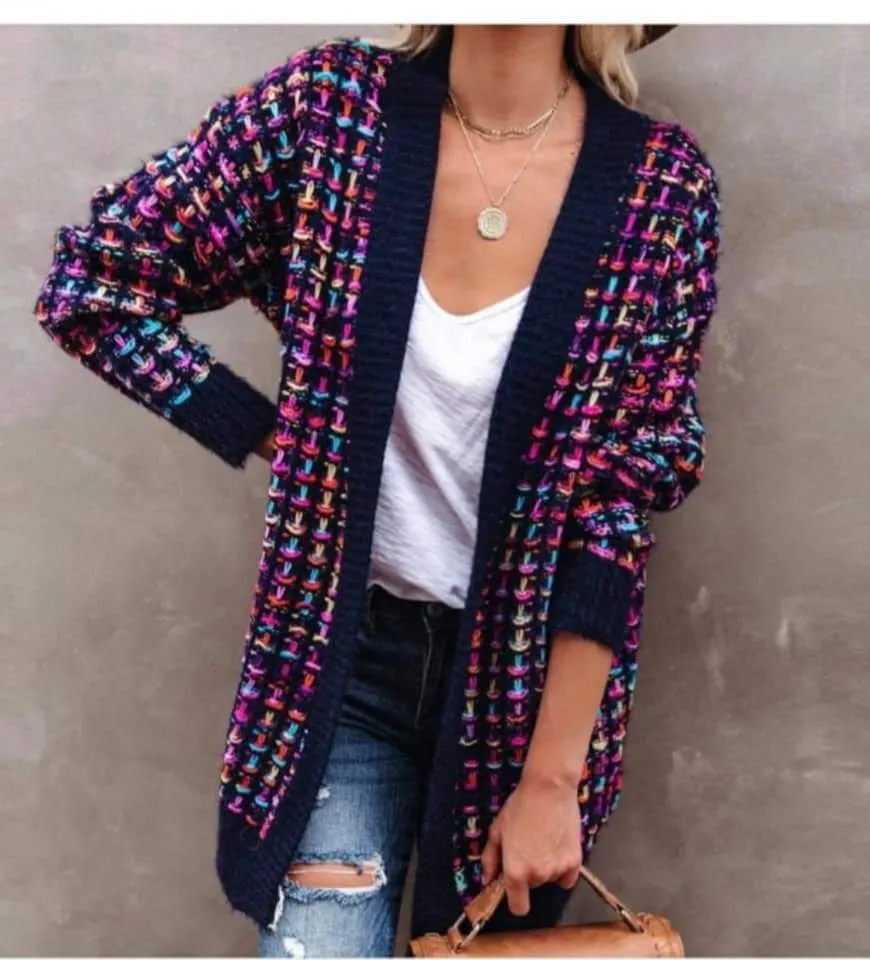 Purple Fuzzy Rainbow Cardigan