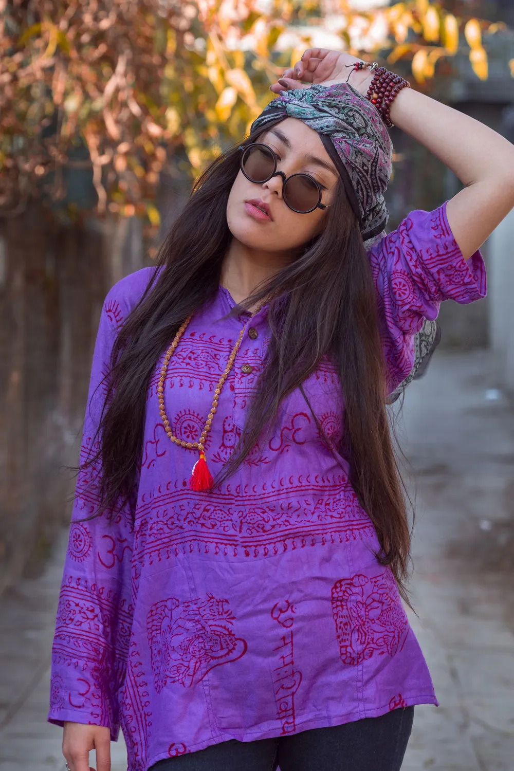 Purple Om Kurtha Shirt