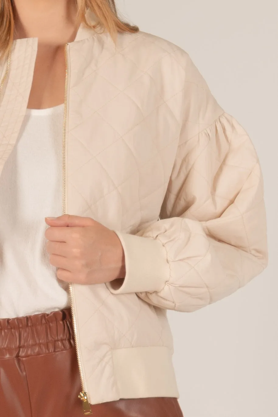 Quilted Zip Bomber Jacket