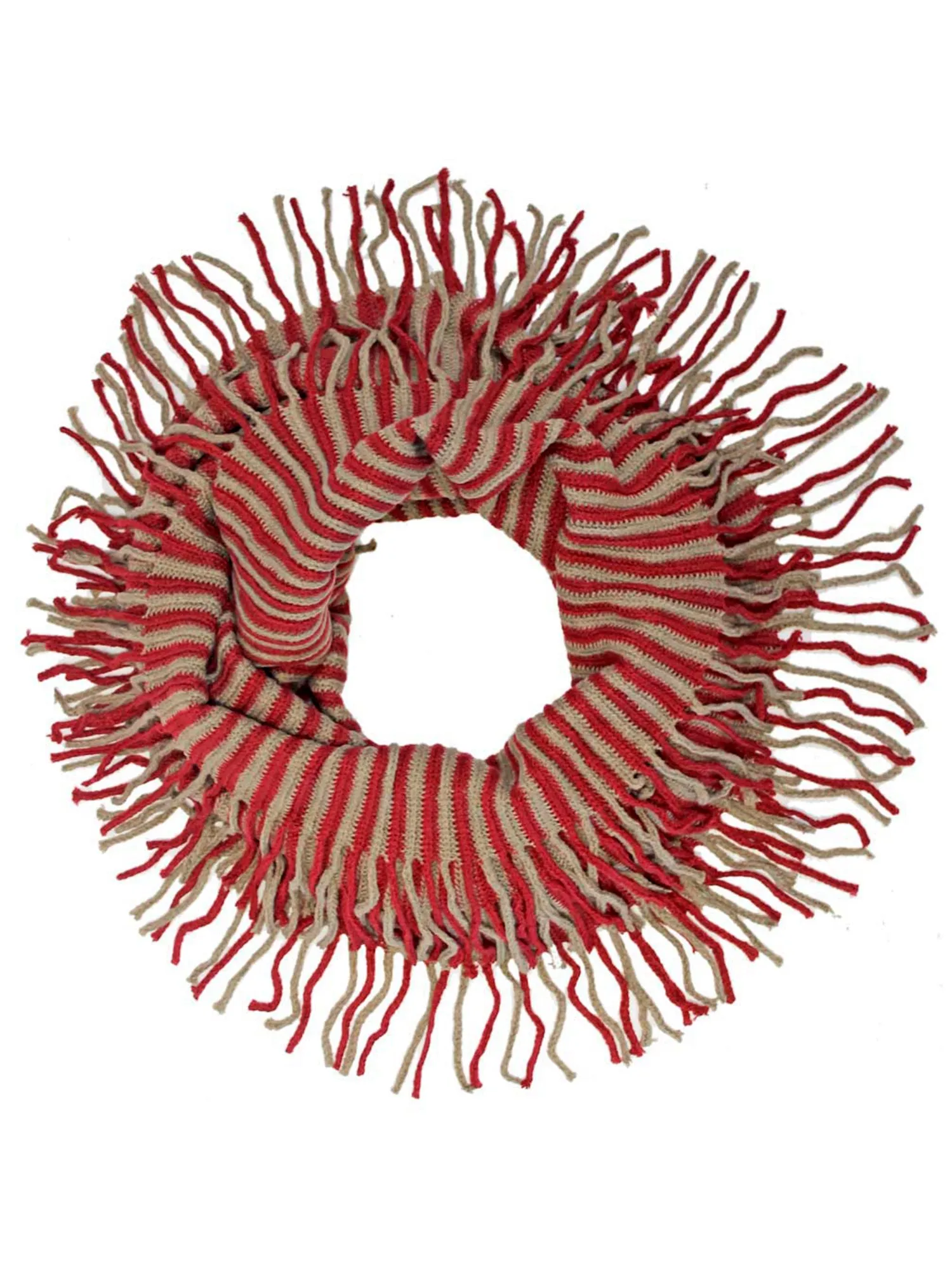 Radiant Knit Winter Infinity Scarf With Fringe