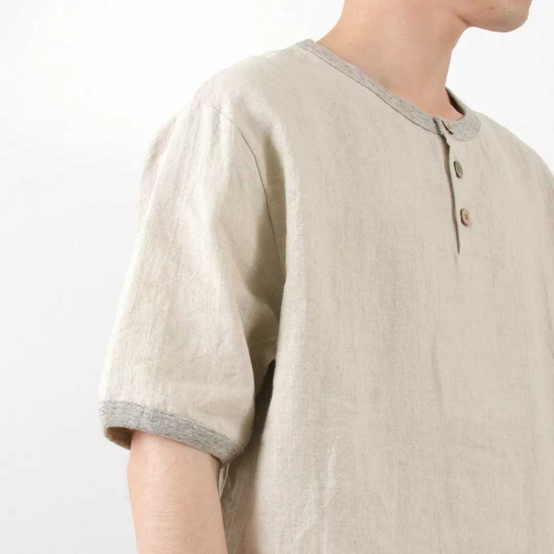 RE MADE IN TOKYO JAPAN / French Linen Henley Neck T-Shirt