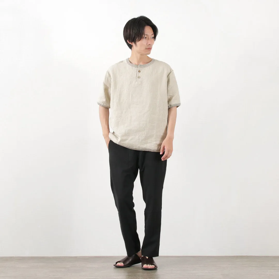 RE MADE IN TOKYO JAPAN / French Linen Henley Neck T-Shirt