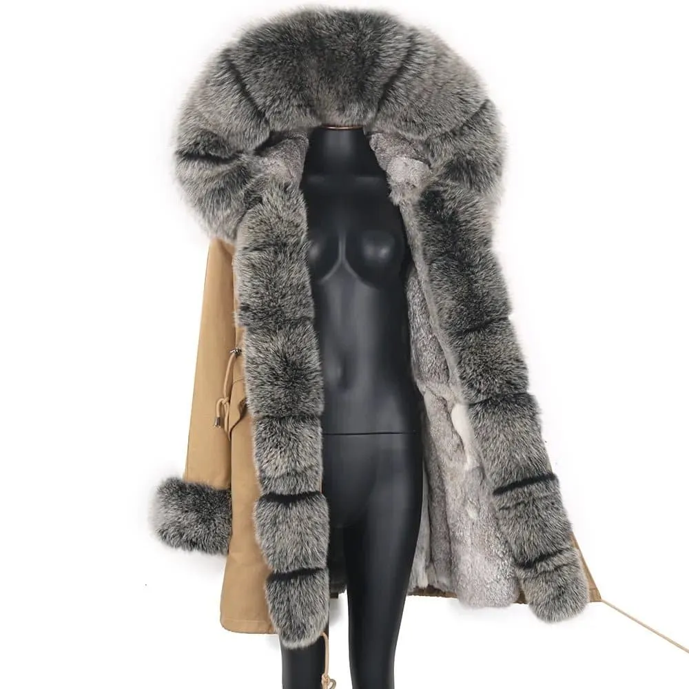 Real Rabbit Fur Hooded Coat for Women - Luxury Winter Jacket | Lavelache