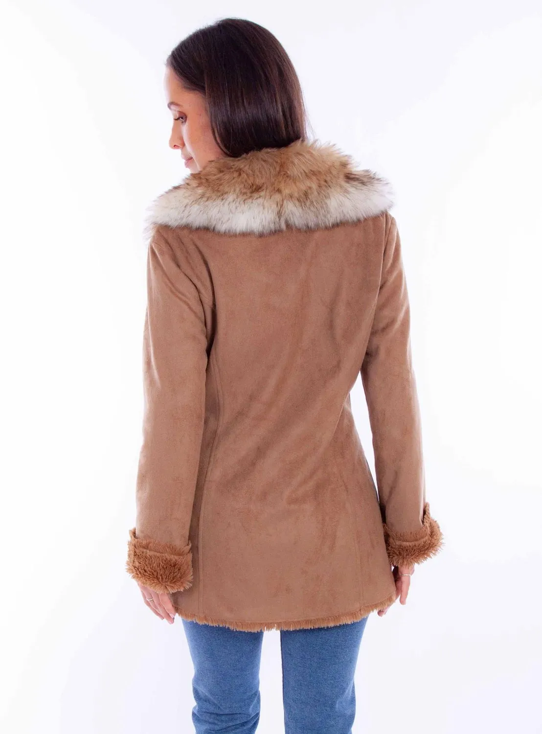 Scully Womens Faux Fur Shawl Tan 100% Polyester Faux Leather Jacket