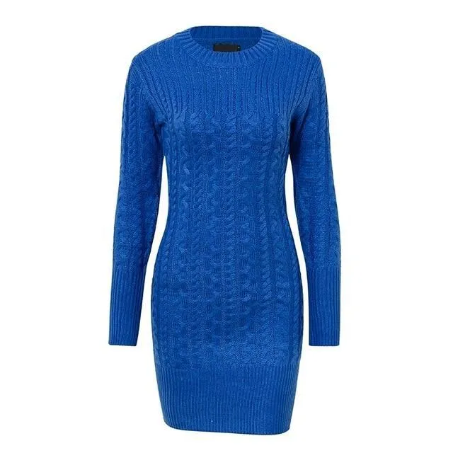 Sexy Autumn Warm Sweater Slim Twisted Knit Dress