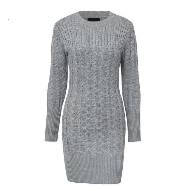 Sexy Autumn Warm Sweater Slim Twisted Knit Dress