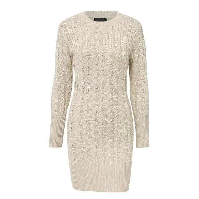 Sexy Autumn Warm Sweater Slim Twisted Knit Dress