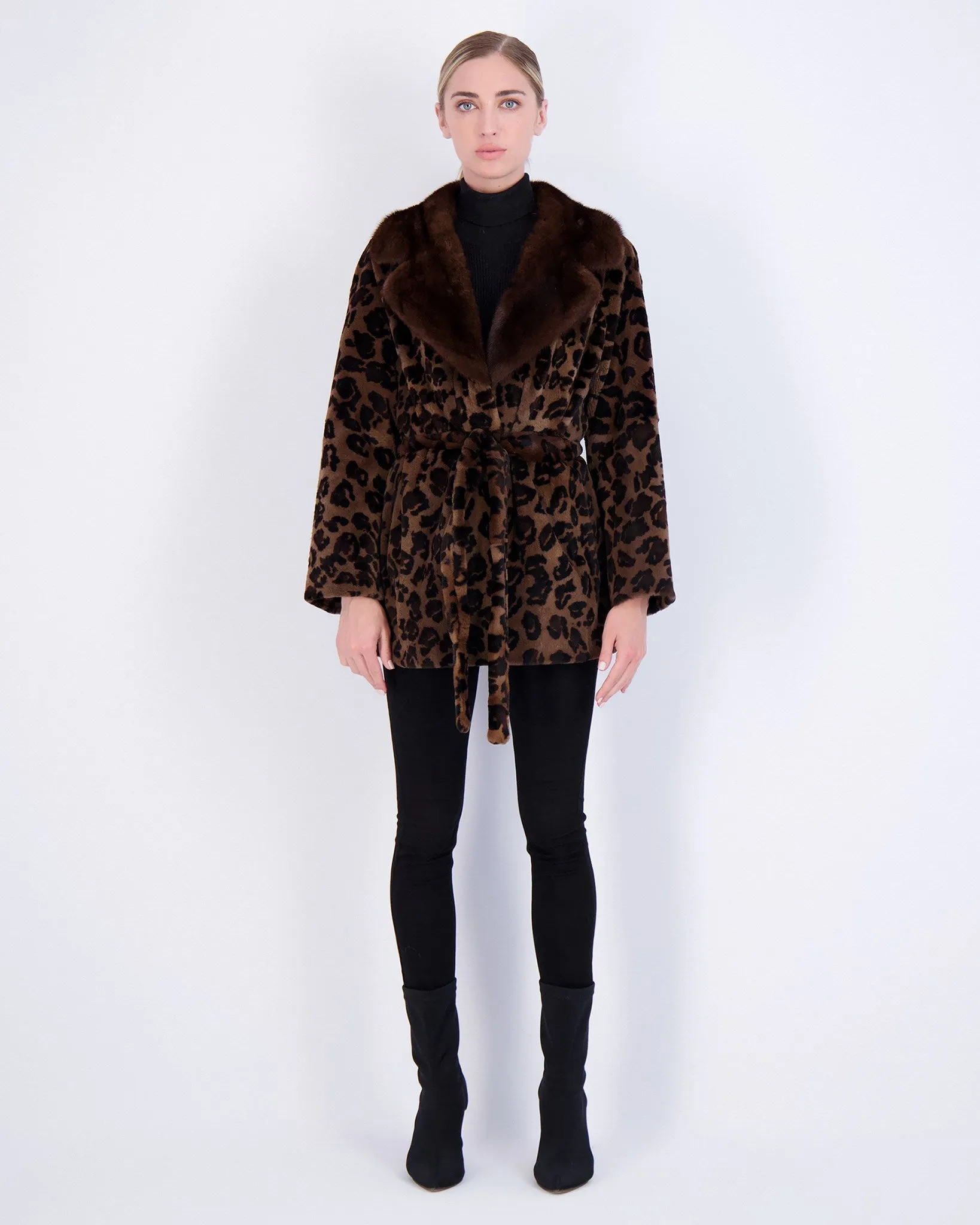 Sheared Mink Jacket with Belt