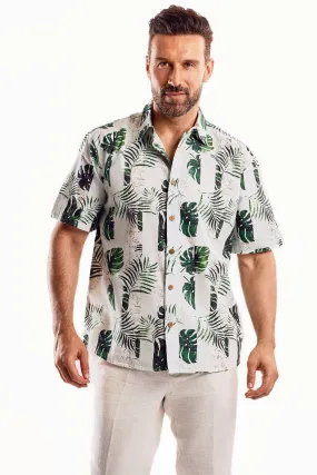 Short Sleeve Green Palm Leaf Shirt