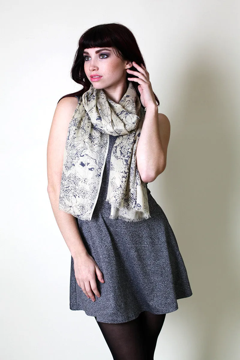 Skulls Sketch Print Fashion Scarf