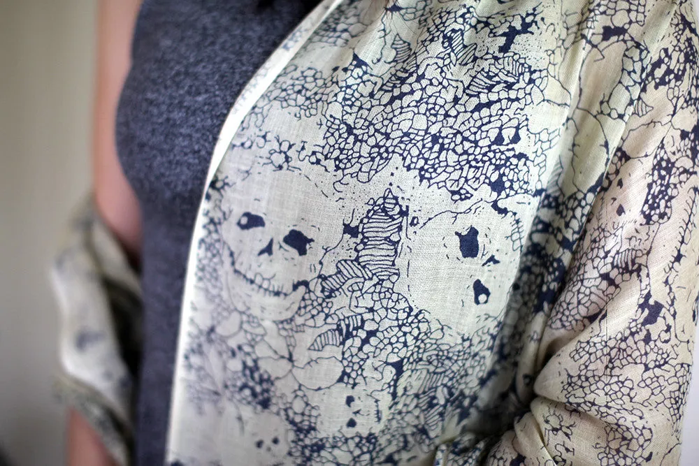 Skulls Sketch Print Fashion Scarf