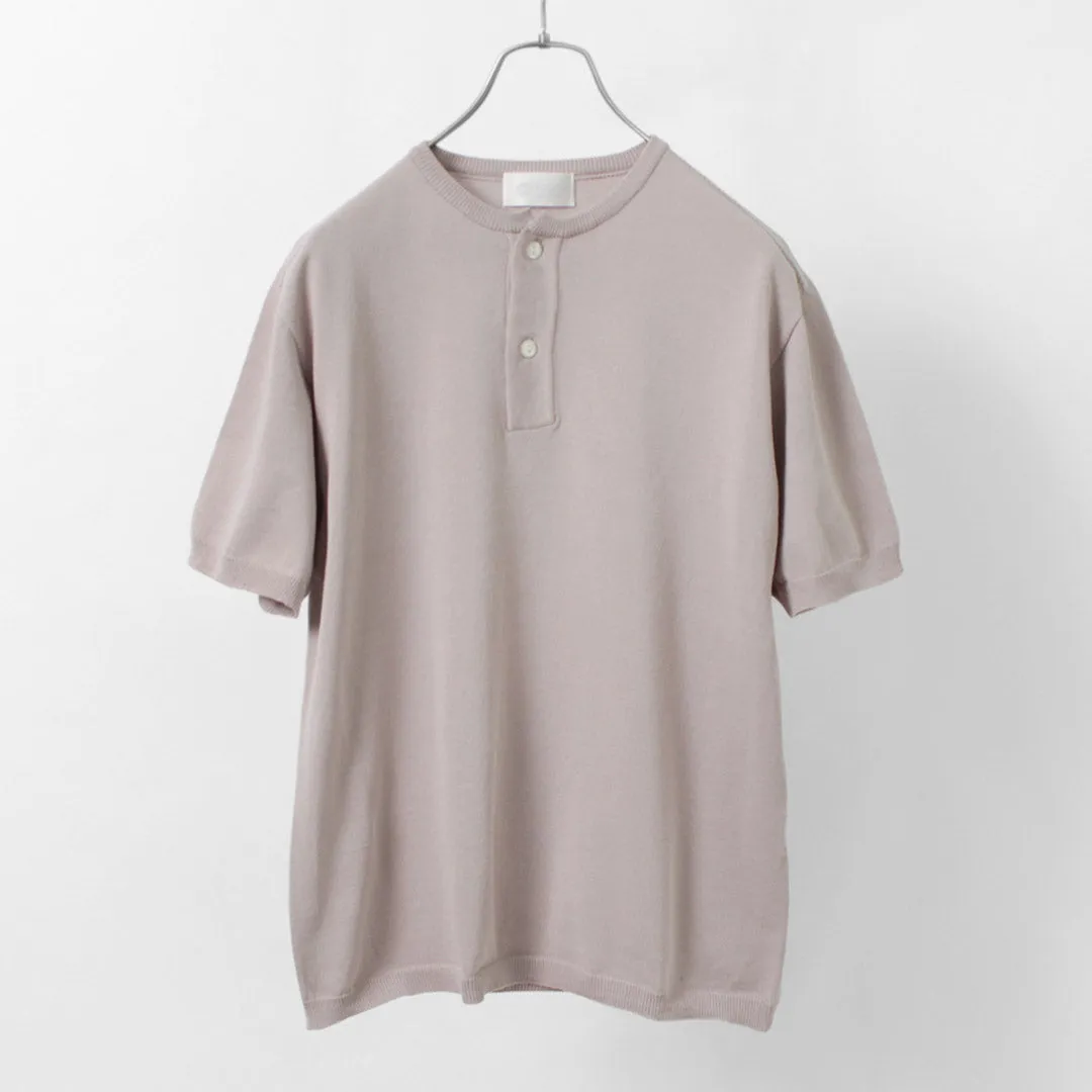 SOGLIA / Cotton Fitted Seamless Henry Neck Knit Tee