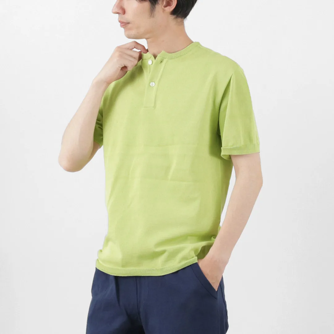 SOGLIA / Cotton Fitted Seamless Henry Neck Knit Tee