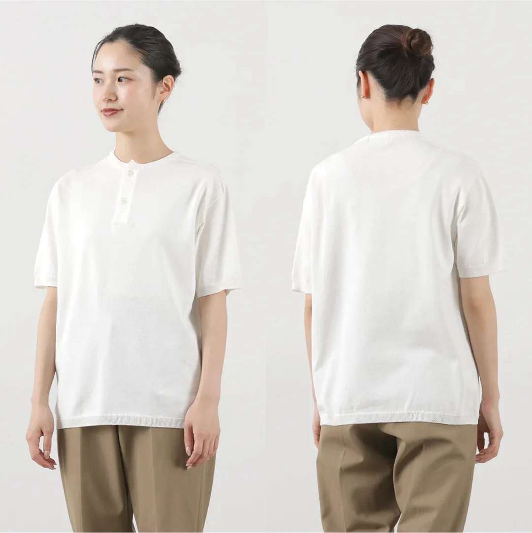 SOGLIA / Cotton Fitted Seamless Henry Neck Knit Tee