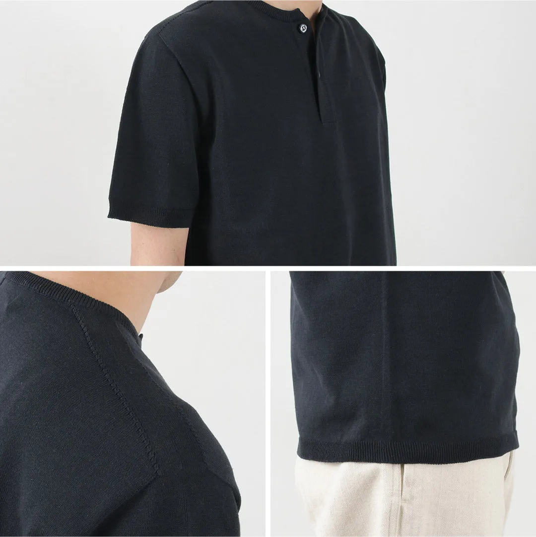 SOGLIA / Cotton Fitted Seamless Henry Neck Knit Tee