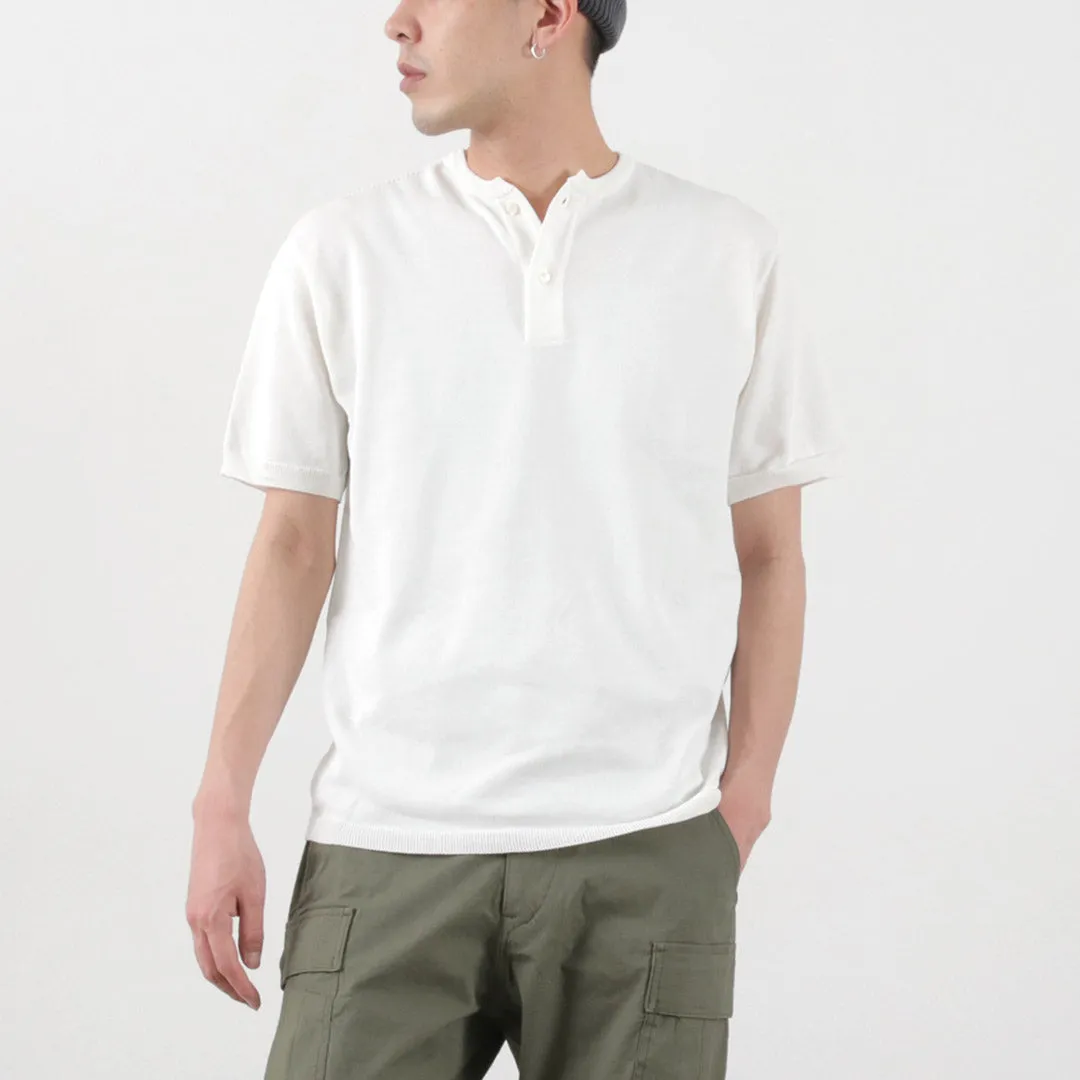 SOGLIA / Cotton Fitted Seamless Henry Neck Knit Tee