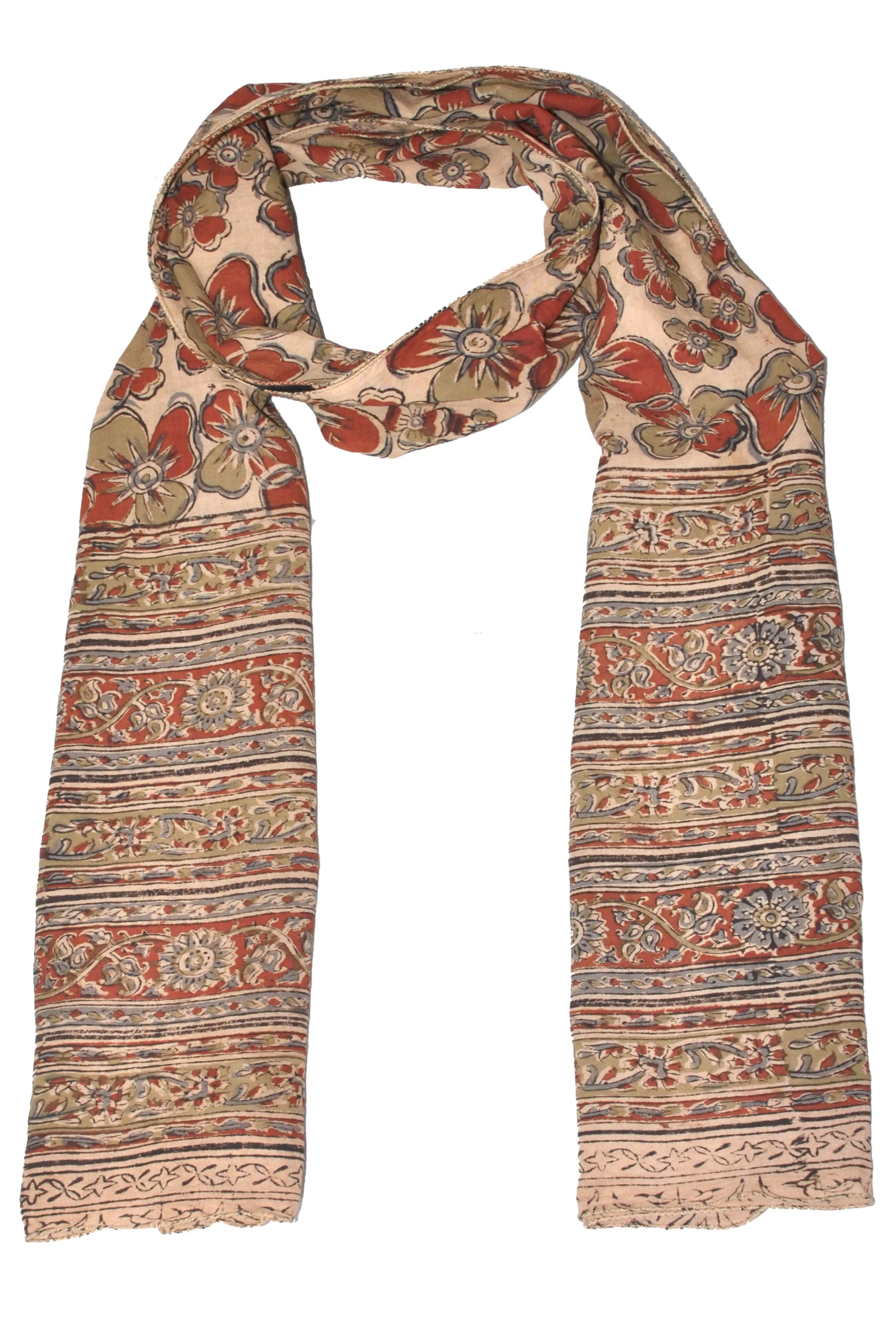 SOP0023 - Kalamkari Oblong Scarf with border print