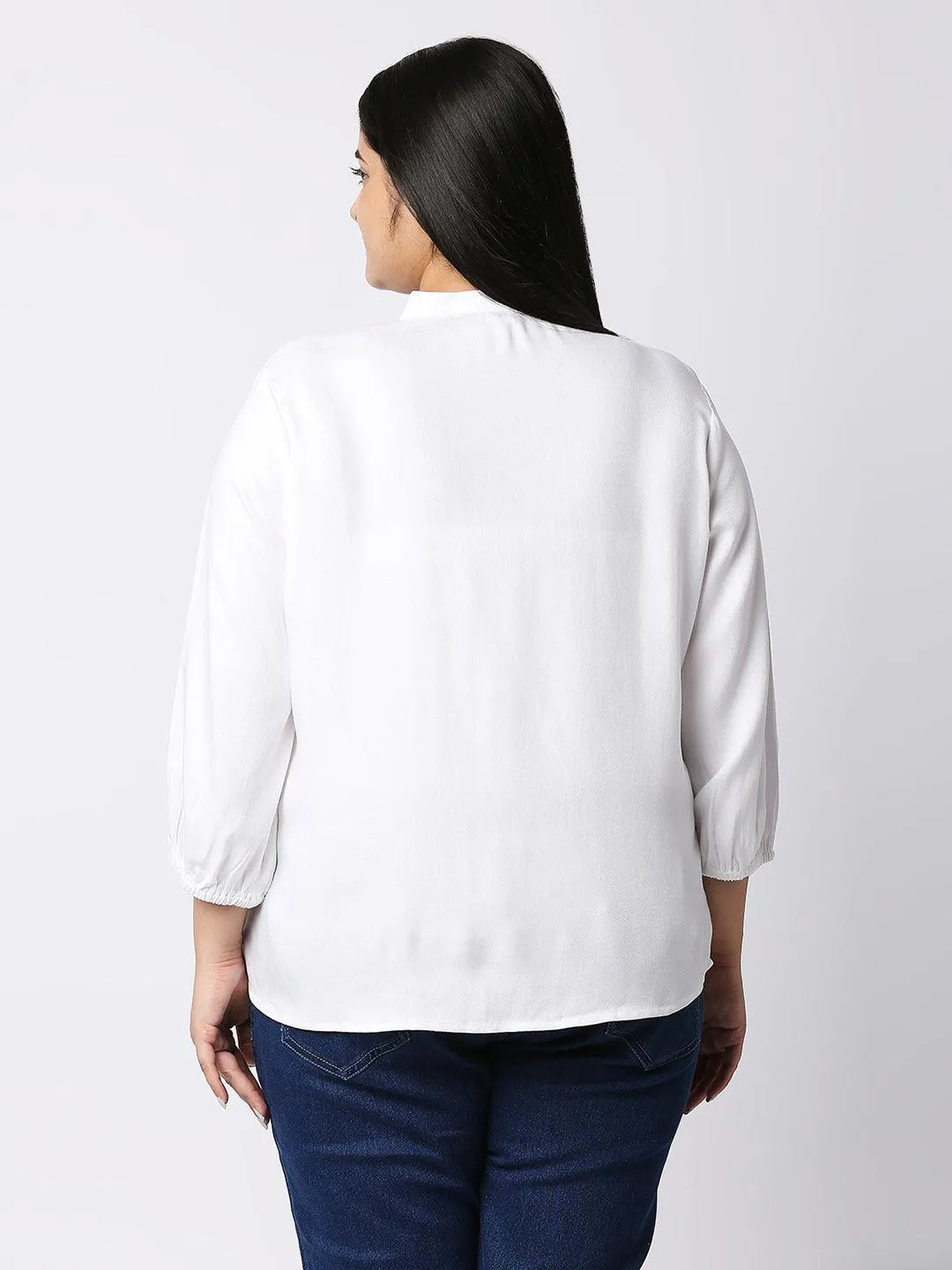 Style Quotient Plus Women Solid White Viscose Rayon Formal Shirt