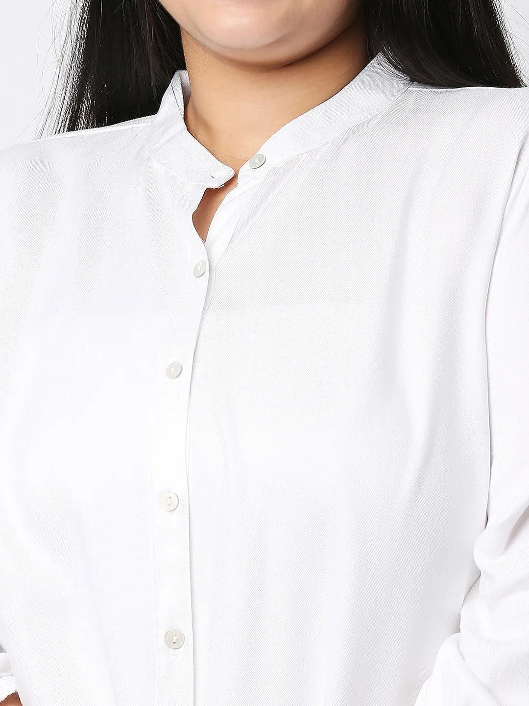 Style Quotient Plus Women Solid White Viscose Rayon Formal Shirt