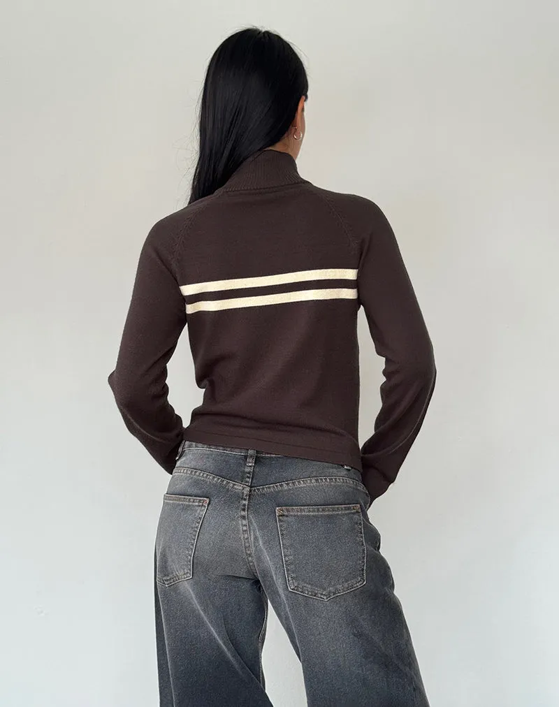 Talisa Sporty Zip Through Jacket in Brown