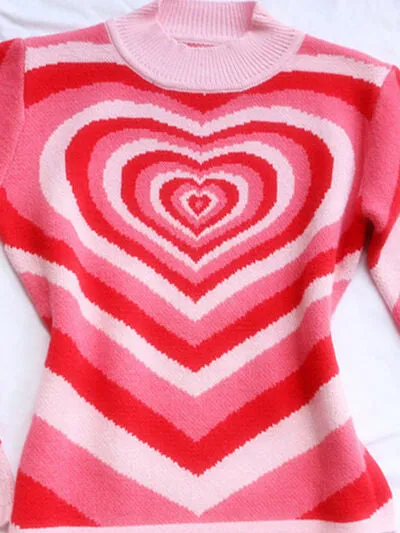 TEEK - Heart Mock Neck Sweater