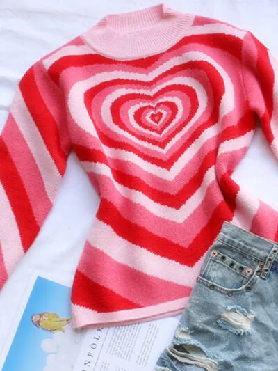 TEEK - Heart Mock Neck Sweater