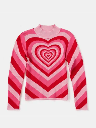 TEEK - Heart Mock Neck Sweater