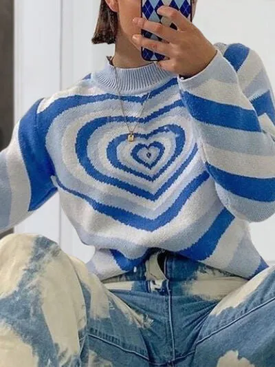 TEEK - Heart Mock Neck Sweater