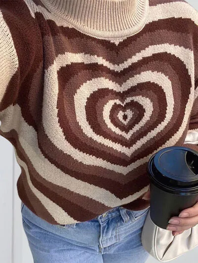 TEEK - Heart Mock Neck Sweater