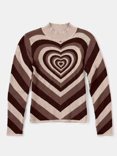 TEEK - Heart Mock Neck Sweater