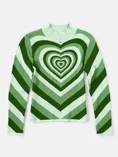 TEEK - Heart Mock Neck Sweater