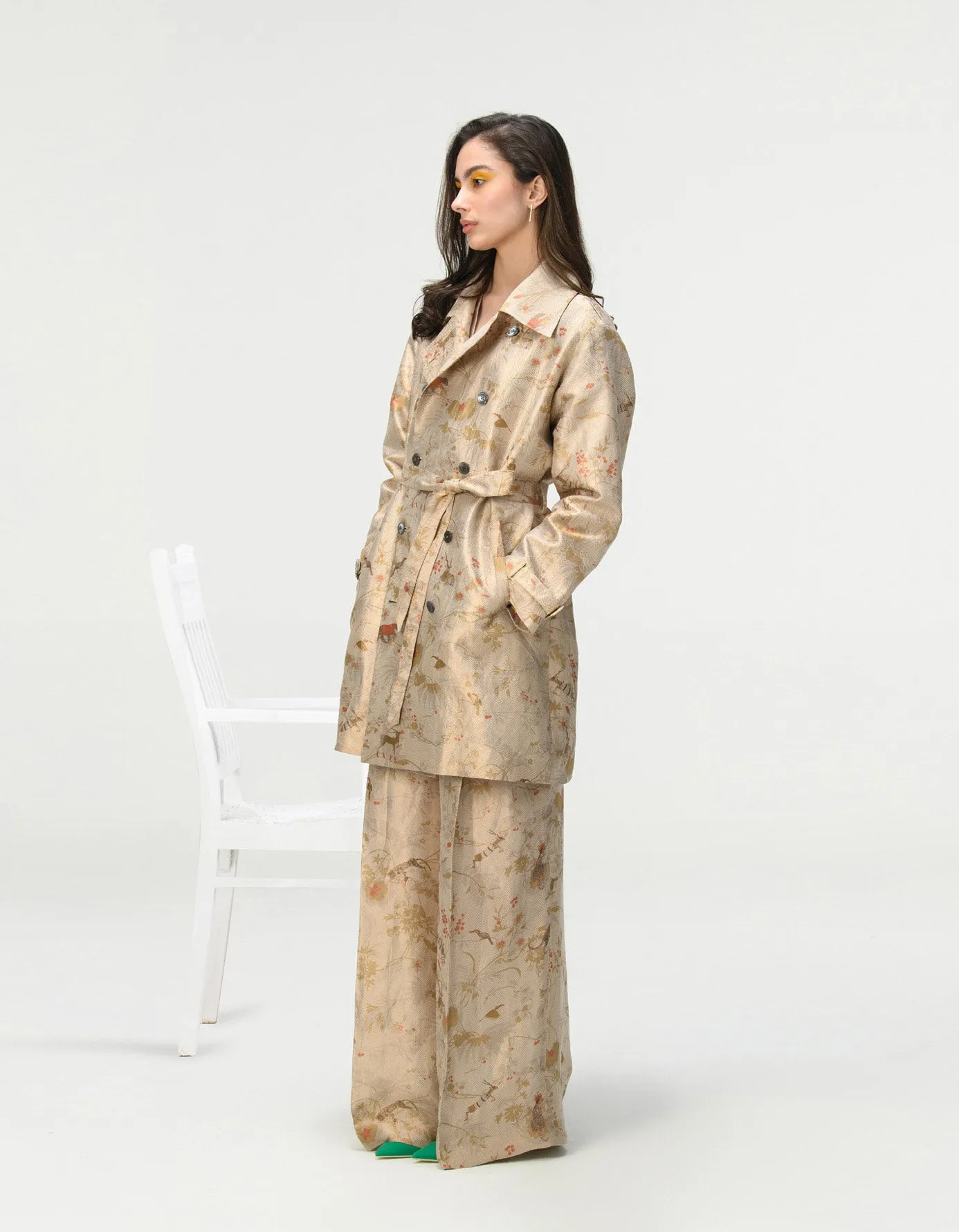 Trench Silk Brocade Ivory